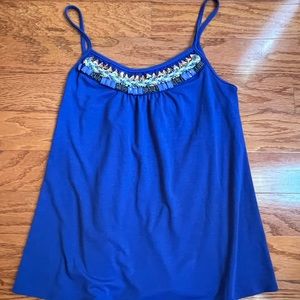 Daytrip small blue knit top with beautiful beaded trim